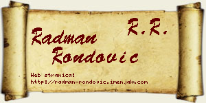 Radman Rondović vizit kartica